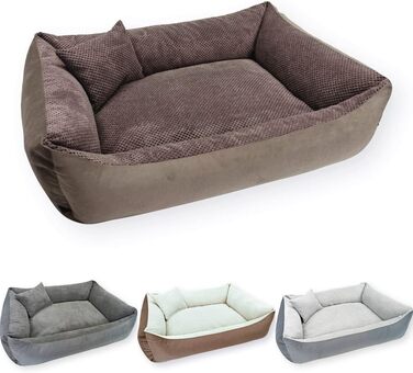 М'яке ліжко для собак Teo 80x60 см, коричневе. Знімний та пральний чохол. Підходить для собак середніх порід.