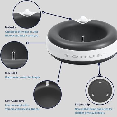 Автоматична поїлка для собак і котів Torus Pet Maxi, 2 л, з фільтрацією, вугільний фільтр, антибактеріальна, без BPA, для дому та подорожей