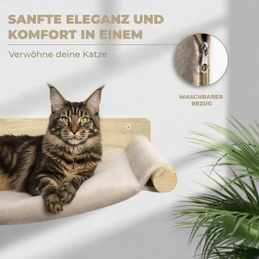 WOOWOOD® Комплект для лазіння котів - 5 частин, з масиву дерева - стіна для котів, драбина, гамак, крізьбард, меблі для котів