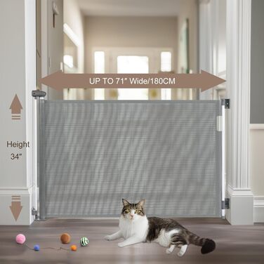 Захисний бар'єр для дитячих воріт Treppenschutzgitter, розтягуваний 0-180 см, сірий, 86x180 см