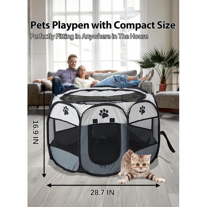 Клітка-забіг для цуценят SAN LIKE 73x73x43 см, портативна клітка для собак, котів, кроликів, для дому та вулиці