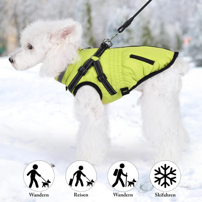 Зимовий теплий куртка для собак та котів, водонепроникний, зелений (L, світло-зелений)