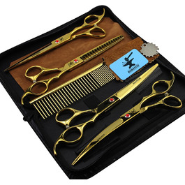 Набір професійних ножиць для грумінгу тварин Hämatit: ножиці, гребінець, серветка