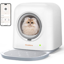 MeoWant Самоочисний туалет для котів, автоматичний, закритий, підходить для декількох котів, керування через додаток, усунення запаху, розумний контроль безпеки