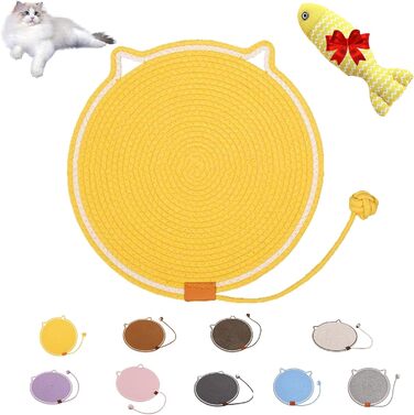 Килимок для дряпання котів Kratzwunder, з натурального бавовняного мотузка, 50x50 см (жовтий)