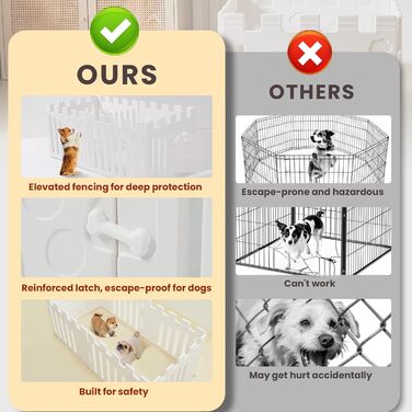 Клітка для цуценят 5+1 панель | Розширювана клітка для тварин в приміщенні з антиковзними ніжками та без інструментів - Білий 155 * 78 * 60 см