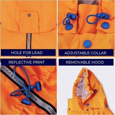 Вітрозахисна куртка для собак Hugo & Hudson, капелюшок, зимовий теплий одяг, помаранчевий, M50