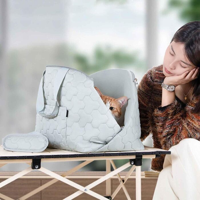 Транспортна сумка для собак та котів PJDDP, сумка-переноска для подорожей та прогулянок, зелена з візерунком ромбіків