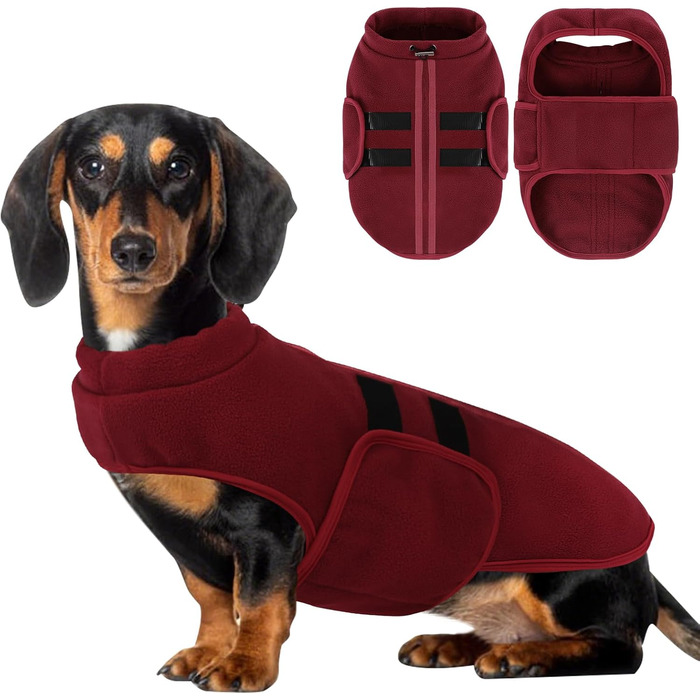 Теплий жилет для собак з флісу, жилетка для собак на осінь/зиму, підходить для маленьких та середніх порід, колір бордовий