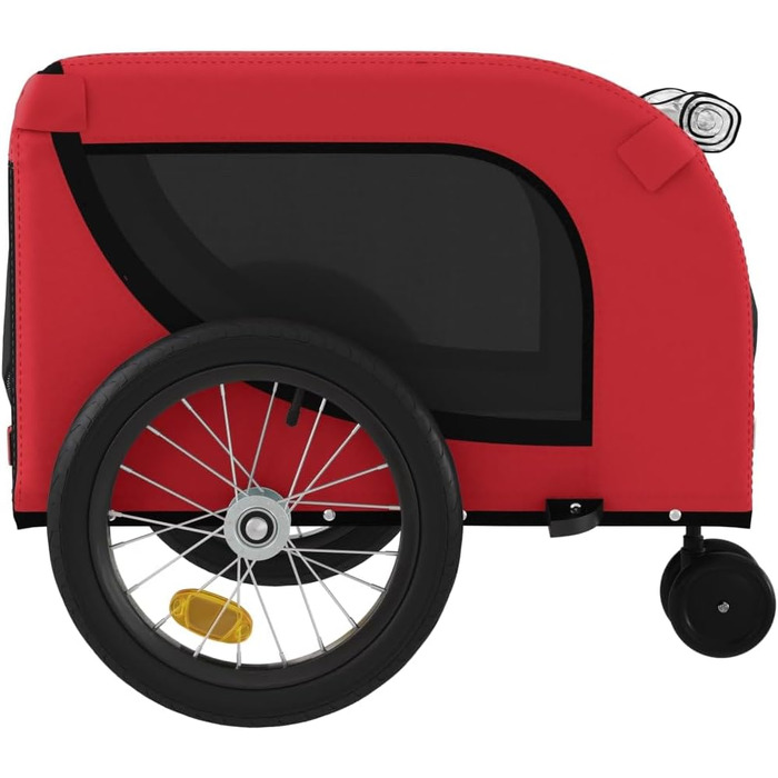 Причіп для собак Fasba: велосипедний причіп для тварин з відбивачами, прапором, червоно-чорний, оксфордська тканина та метал