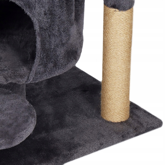 Високий кігтеточка-комплекс для котів Springos, сірий, 4 рівні, сизаль, 61-100 см