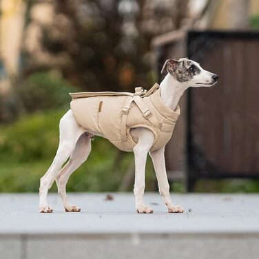 Тепла жилетка для собак з шлейкою, водонепроникний дощовик для маленьких собак, куртка для цуценят на холодну зиму (Хакі, XL)