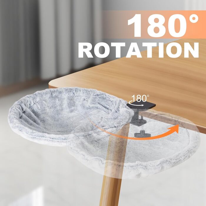 Крісло-гамак для котів Uross - 360° обертання та регулювання висоти, м'яке ліжко для котів з 2 знімними чохлами, для дому та офісу, цілорічне використання (Сірий)