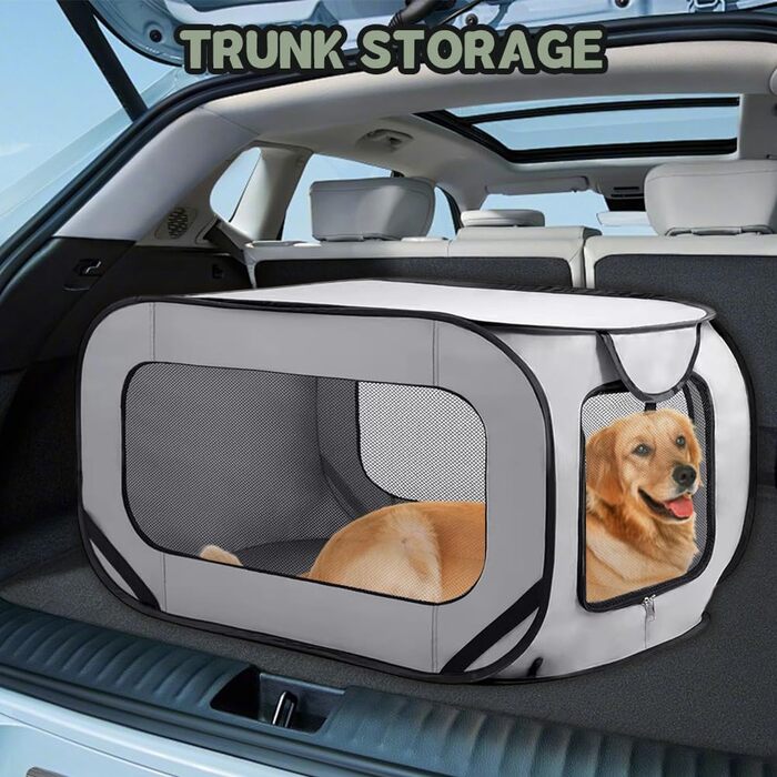 Складана переноска для собак та котів, дорожня переноска для тварин, 94x53x53 см, з двома дверцятами, Oxford, зелений/сірий