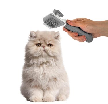 Щітка для вичісування шерсті NICE PAWS, самоочищувальна, для собак і котів, видаляє підшерсток та ковтуни, масажна, для довгої та короткої шерсті, рожева/сіра/блакитна