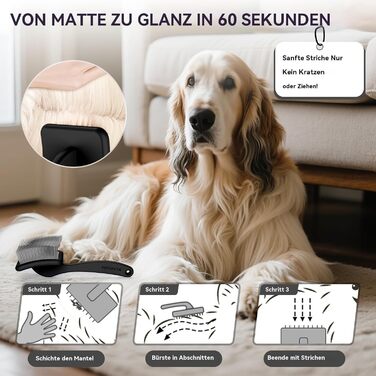 Набір щіток та гребінців Slicker для великих собак з довгою шерстю – щітка для розплутування з пінами 22 мм для Голден Ретріверів, Пуделів, Дудлів та котів – професійний догляд за шерстю з дерев'яною ручкою та шкіряним еталожем (Чорний)