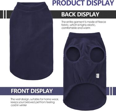 Тепла зимова жилетка для великих собак, флісова жилетка, тепла на осінь та зиму, жилетка для собак, розмір S, блакитна (Обхват грудей: 48-56 см)