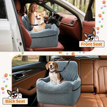 Автокрісло для собак – переноска для маленьких собак до 15,9 кг з м'яким килимком та ременем безпеки. Зручне автокрісло з двома кишенями для аксесуарів