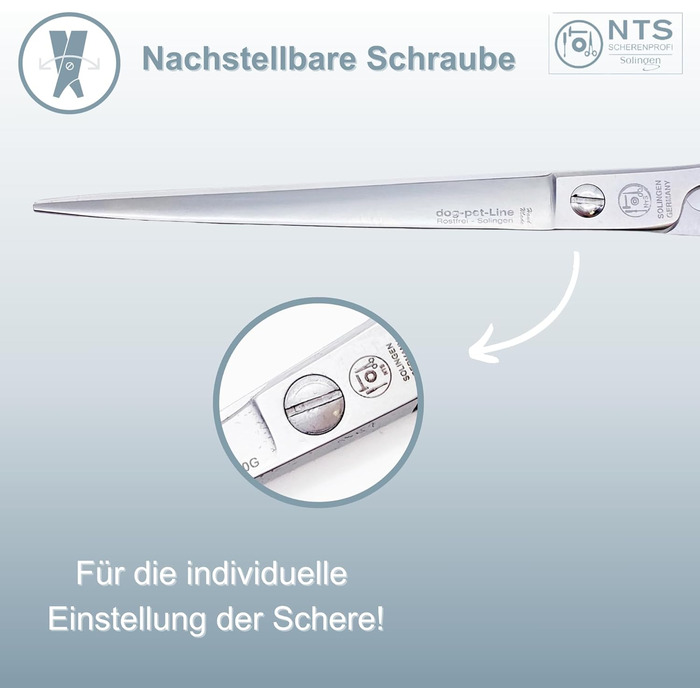 Преміум ножиці для собак NTS-Solingen: ножиці для догляду за шерстю, ножиці для гриви (6.0'-9.0'), нержавіюча сталь, 15-23 см, Solingen, Німеччина