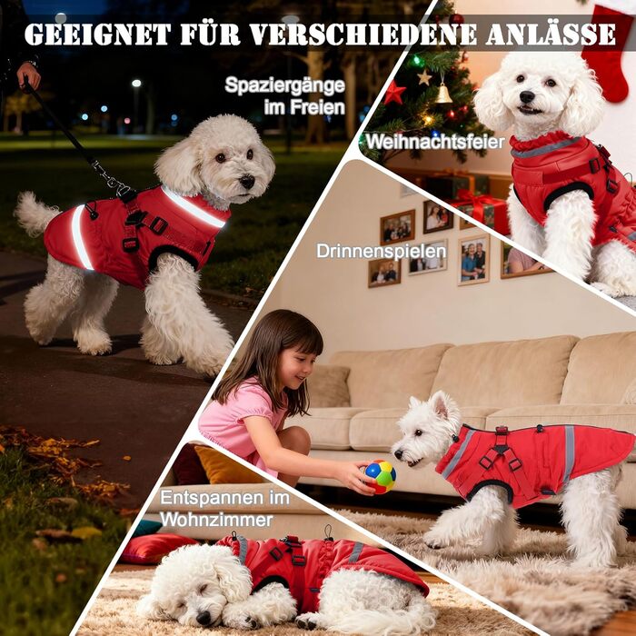 Водонепроникний зимовий одяг для собак та котів, червоний (L)