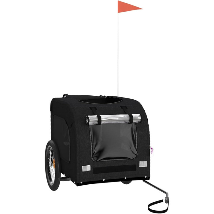 Фасба Причіп для собак, причіп для велосипеда, причіп для собак з відбивачами та прапорцем, причіп для котів та домашніх тварин, чорний, матеріал Оксфорд, метал, 133,5 x 69 x 73,5 см (Д x Ш x В)