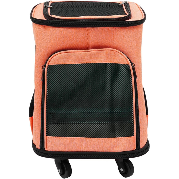 Складаний рюкзак-переноска для собак та котів Soudesileim 2-в-1 з візком, до 9 кг (кіт) та 7.5 кг (собака), 34x28x44 см, дихаючий, помаранчевий