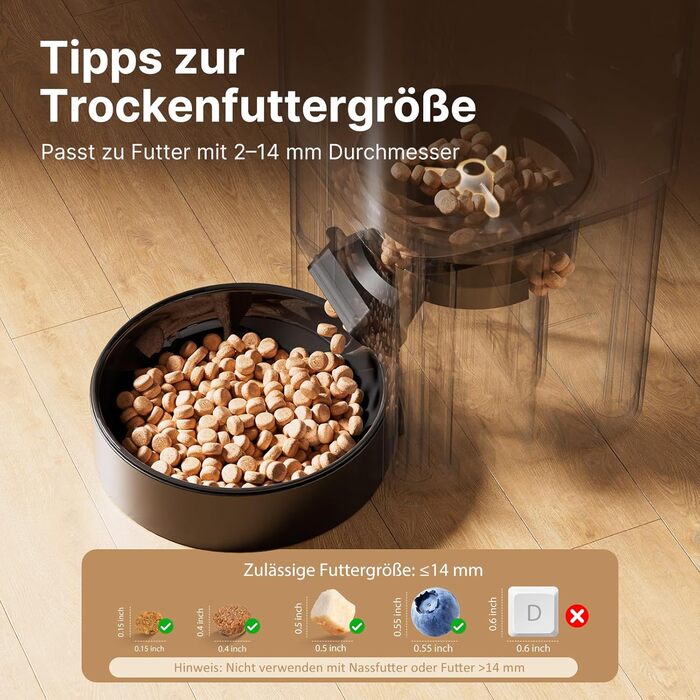 Автоматичний годівниця для котів та собак, 5л, WiFi, керування через додаток, 1-10 прийомів їжі на день, чорний