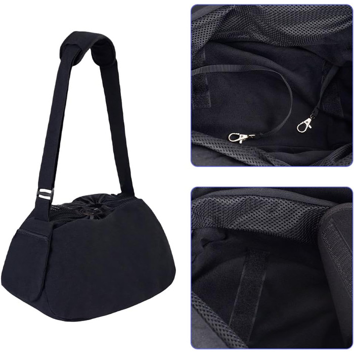 Сумка-переноска для собак та котів Lwuey, чорна, до 8 кг, регульований ремінь, дихаюча, для подорожей