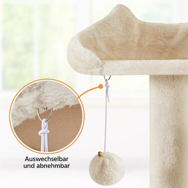 Кігтеточка велика Yaheetech 158 см, Кліматичний комплекс для котів з 3 платформами, 3 стовпчиками для шліфування, 2 будиночками, іграшками, бежевий, 49 x 49 x 158 см