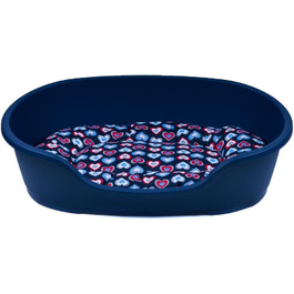 Корзина для собак Adena, 110 x 74 см, блакитна + подушка з сердечками, 110 x 74 x 30 см