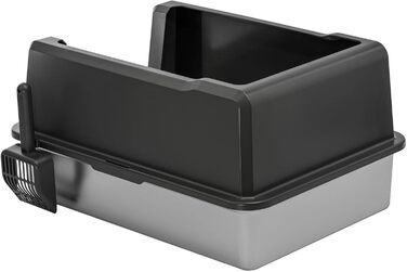 Набір з 2 котячих туалетів XXL з нержавіючою сталлю та бортиком 71 x 50,5 x 35 см сіро-срібного кольору, включаючи лопатку