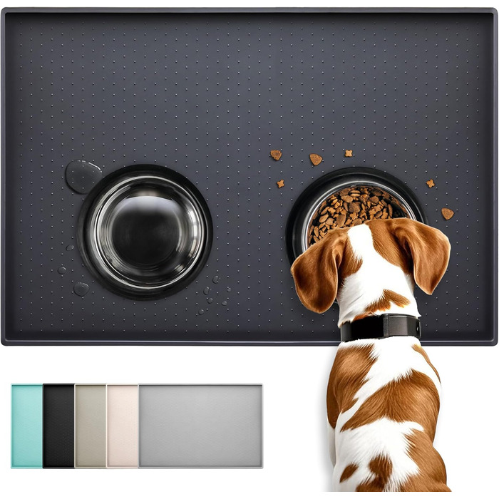 Килимок для годування собак та котів Conlun, чорний, 81 x 61 см, нековзний, водонепроникний, з бортиком