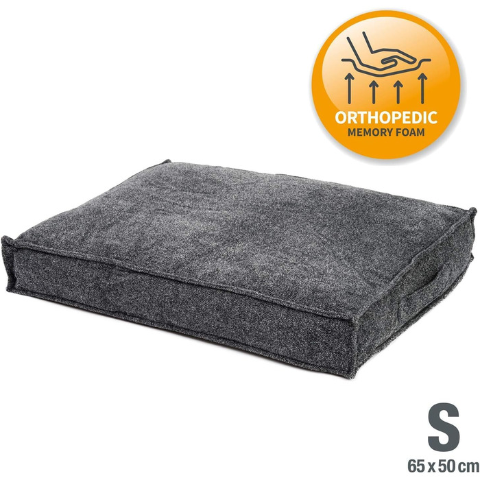 Jammaxx-Pets Преміум подушка для собак, ортопедична, 65x50 см (S), сіра
