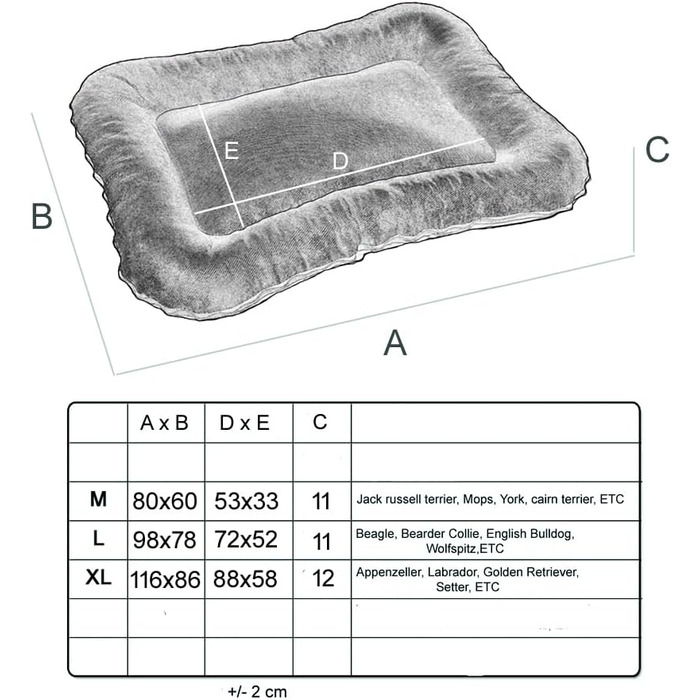 Матрац для собак KIM, ліжко для собак, подушка для собак, диван для собак, можна прати (M 80x60 см, сірий) M 80x60 см сірий