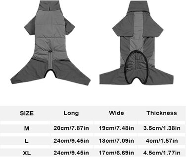 Зимовий теплий одяг для собак: тепла куртка з високим коміром, XL, для малих, середніх та великих порід, для прогулянок та альпінізму, сірий колір