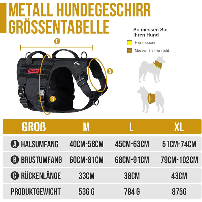 Шлейка для собак OneTigris з металевою пряжкою, тактична шлейка для великих собак, регульована, чорна, M