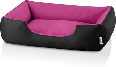 Ліжко для собак BedDog XL - м'яке ліжко, корзина, диван, софа для середніх собак, чорно-рожевий колір, 100 x 85 x 23 см, знімний чохол, можна прати