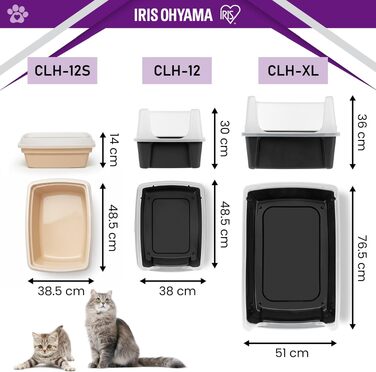 Лоток для котів Iris Ohyama XXL з високими бортиками, бежевий, одинарний, для великих котів та Maine Coon, з захистом від розсипання, BPA-free