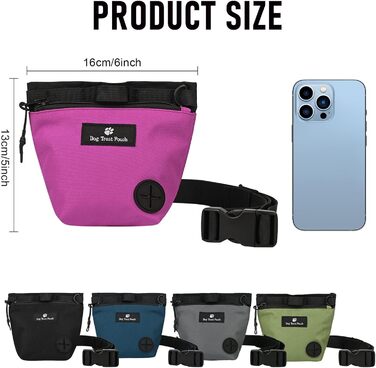 Сумка для ласощів для собак з магнітною застібкою, регульованим поясом, для тренувань, прогулянок на свіжому повітрі (рожева, з принтом тварин)