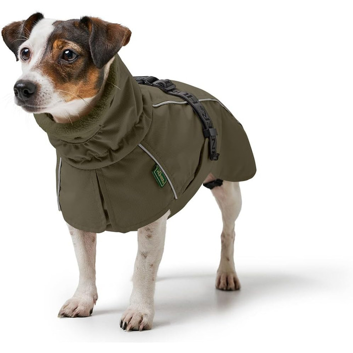 Водонепроникний теплий зимовий одяг для собак HUNTER Hundemantel NORDBY, оливковий, розмір 42,5, з відбиваючими елементами
