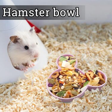 Миска для їжі та води для хом'яків LuckyOpt, мила форма мишки, кераміка, легко миється, підходить для дрібних тварин, їжаків, білок, гризунів, цукрових пухнастиків (фіолетовий, рожевий)