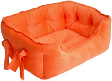 М'яке ліжко для собак M&Catree з подушкою, антиковзаюча, кошик для собак, можна прати, плюшеве, для маленьких та середніх собак - L (38 x 48 x 18 см, помаранчевий)