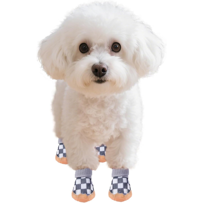 Чорно-білі собачі чоботи Kukaster для захисту лап, 4 шт. Неслизька підошва, світловідбиваючий замок, підходять для собак маленьких, середніх та великих порід, розмір 3