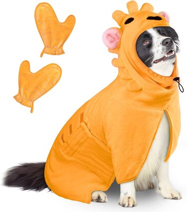 Рушник для собак JOOV E Dog Trockenmante: суперпоглинаючий, м'який, регульований для купання, плавання, прогулянок (Зелений жаб, Помаранчевий лев)