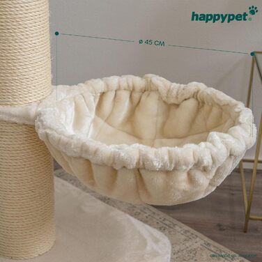 HAPPYPET Лежанка-гамак для котів XXL, кремового кольору, Ø 45 см, до 20 кг, для великих порід (Мейн-кун)