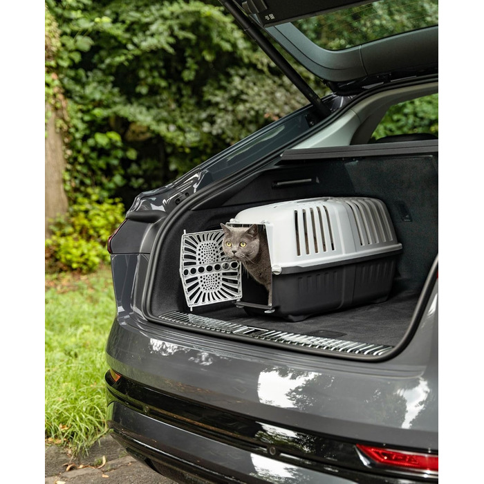 Транспортна переноска для собак Lionto, 55x36x36 см, сіра, для собак, котів та дрібних тварин до 15 кг, з ручкою та надійним замком