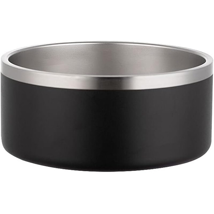 Миска для собак та котів з нержавіючої сталі Gteller, подвійні стінки, 907 мл, чорна
