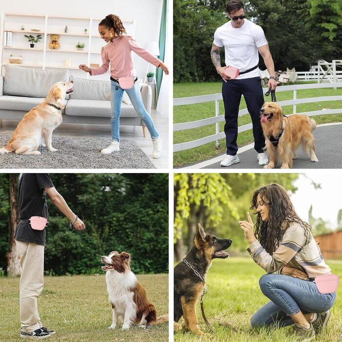 Сумка для ласощів для собак з клікером для тренувань, покращена версія, магнітна застібка, силіконова сумка для ласощів з поясом, силіконова сумка для ласощів для собак