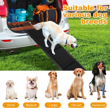 Рампа для собак Gadpiparty 180x50 см, автоскладана, до 136 кг, антиковзка поверхня, для SUV, вантажівок та високих входів
