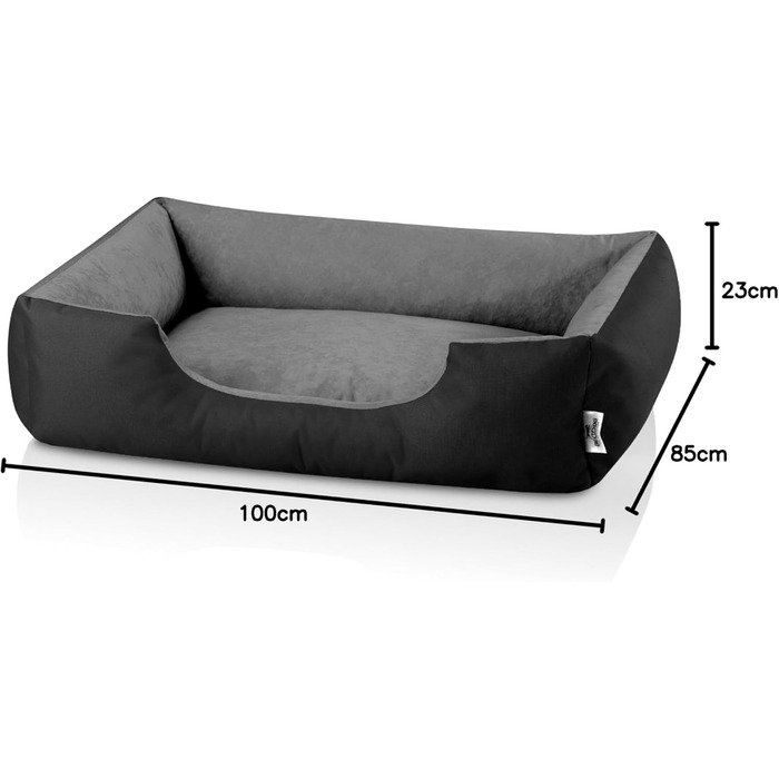 Ляжка для собак BedDog XL - м'яка подушка, корзина, диван, лежанка для середніх собак THE-ROCK (чорний/сірий), 100 x 85 x 23 см